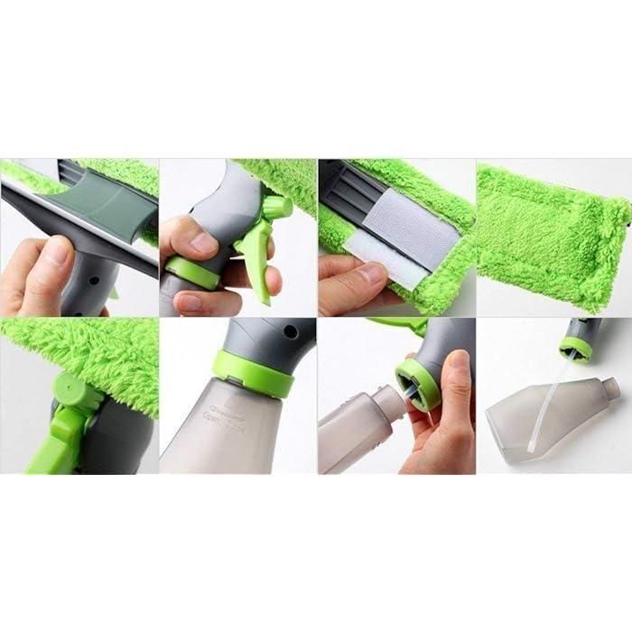 Glass Cleaner 3-in-1 Spray Cleaning Brush with Wiper