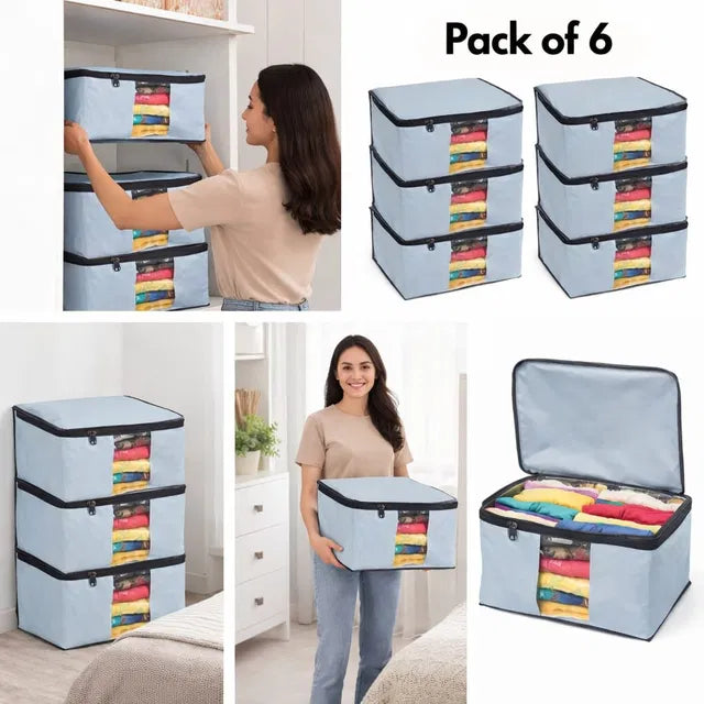 🧺 Saree Cover Pack of 6 (Wardrobe Organizer Bags)
